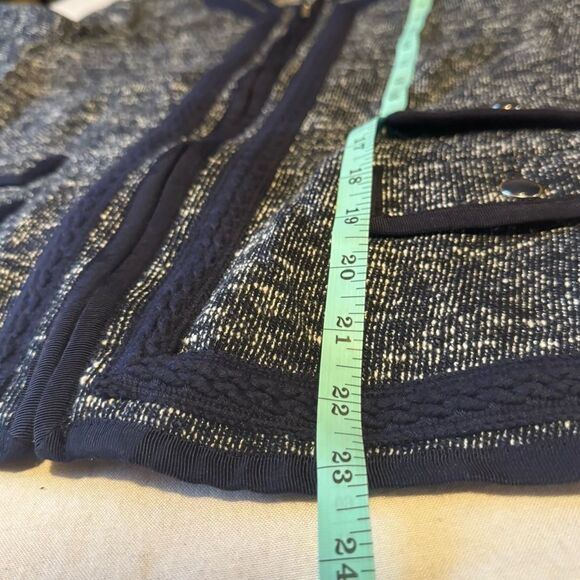 TALBOTS W Sz 4 Navy and White Tweed Braided Trim Jacket Chanel Style lady jacket - Picture 9 of 9